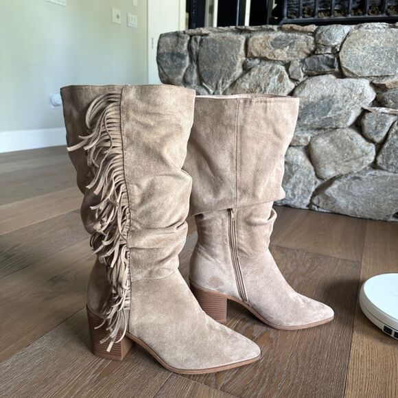 Journee Collection Hartly Fringed Extra Wide Calf Boot In Taupe - Picture 4 of 9